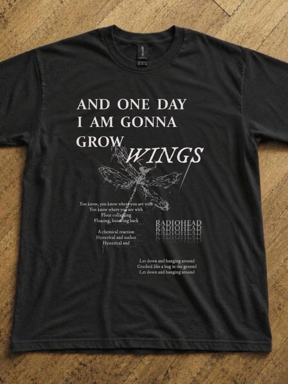 Gildan Black Graphic 'Grow Wings' Radiohead Tee